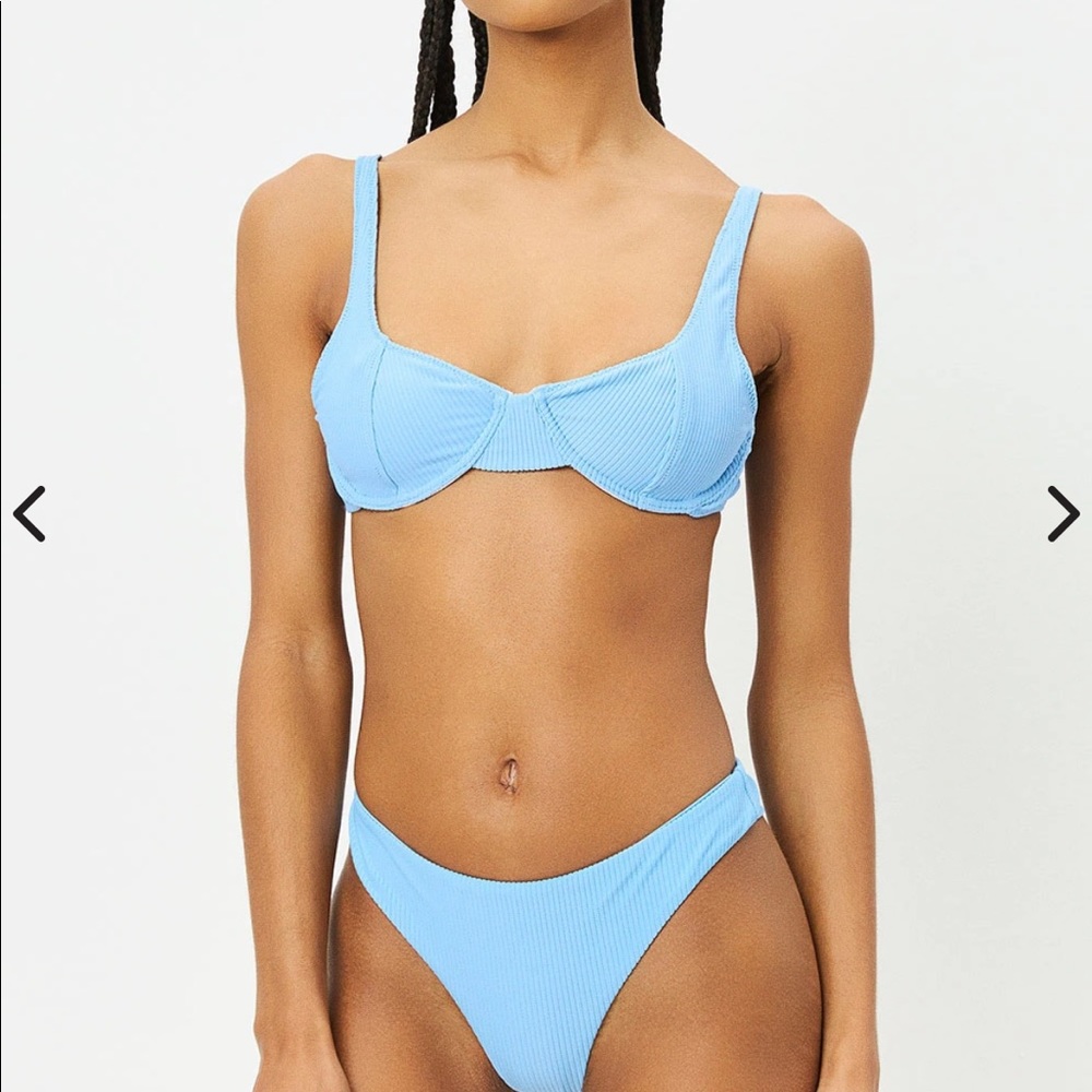 Frankies Anna Underwire Ribbed Bikini Top Chambray light blue large bikini top